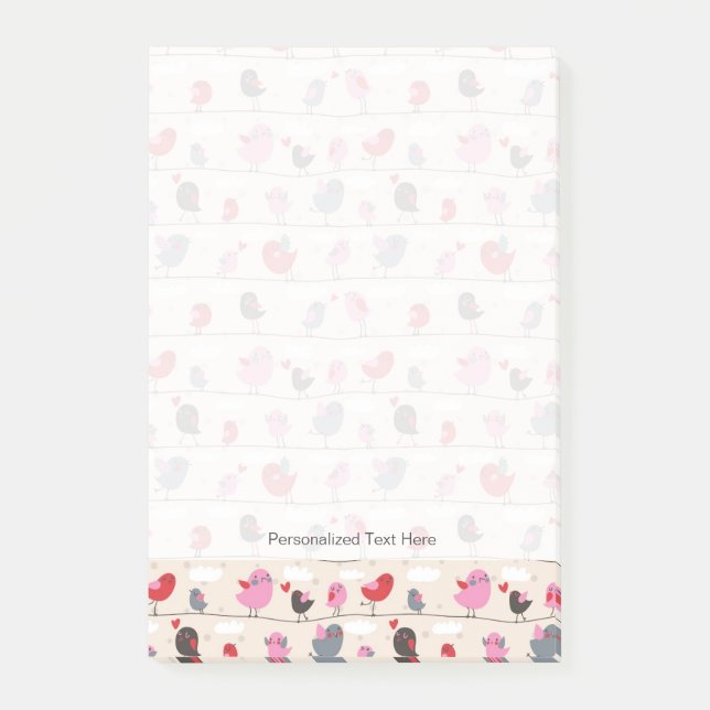 Bloco Post-it Pássaros no amor (Frente)