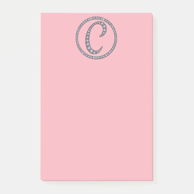 Bloco Post-it Pasta de notas C Monograma Bling Postado-Ti (Frente)