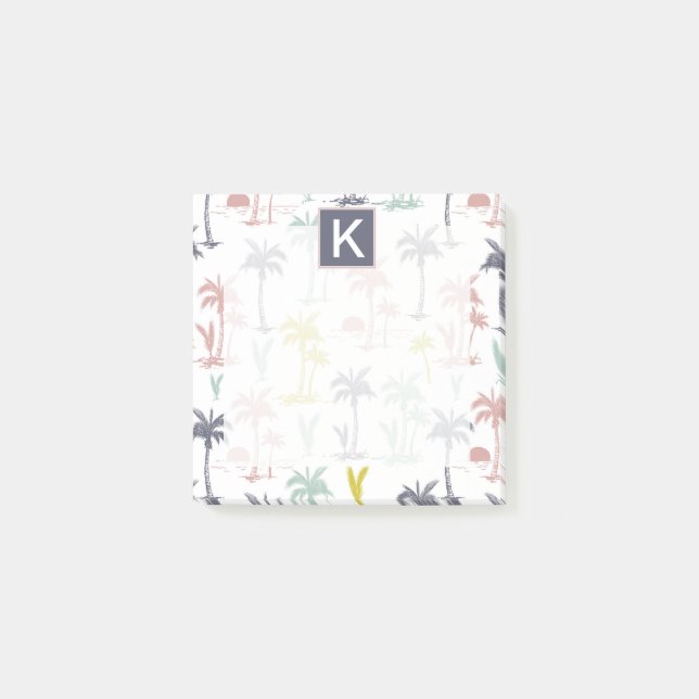 Bloco Post-it Pastel Palm Tree by the Beach Pattern (Frente)
