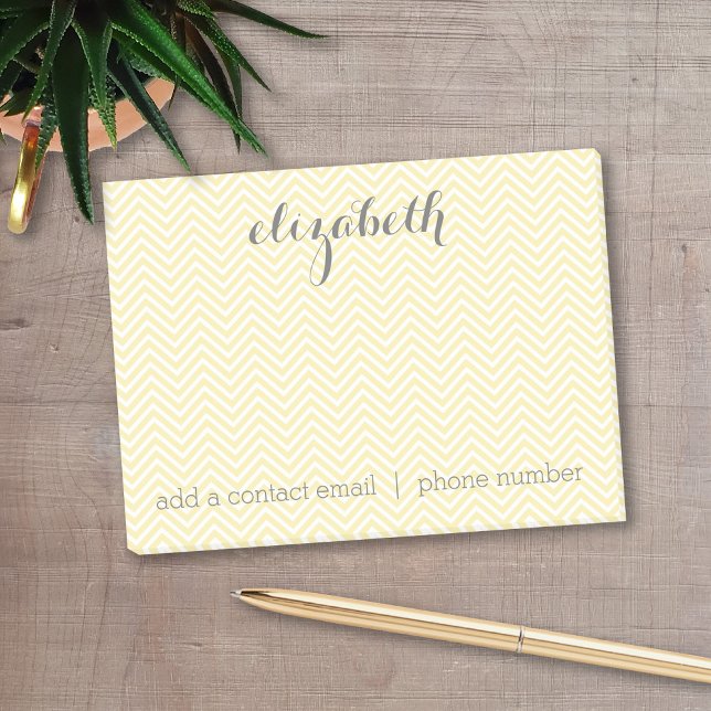 Bloco Post-it Pastel Yellow e Stationery Suite for Women (Personalized post-it notes with a monogram and contact information - low quantity available)
