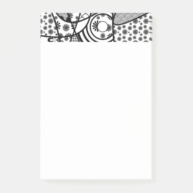 Bloco Post-it Patchwork Preto e Branco de Padrões 02 (Frente)