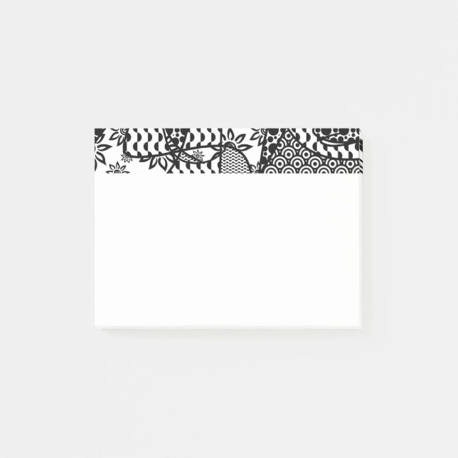 Bloco Post-it Patchwork Preto e Branco Padrão 03 (Frente)