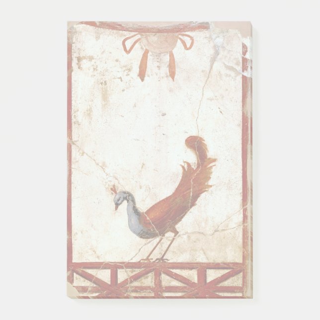 Bloco Post-it Pavão na antiga pintura antiga romana de Fresco (Frente)