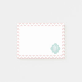 Bloco Post-it Peach Chevron Ikat Monogrammed Posta Notas