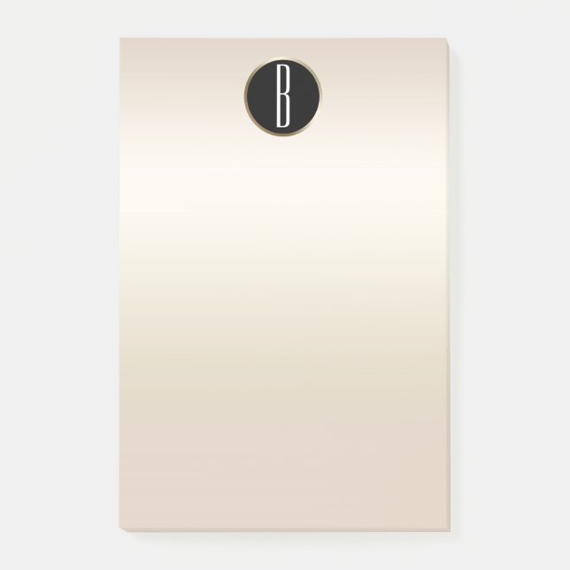 Bloco Post-it Pearl Dourado Shimmer Glam Kraft Monograma Russo (Frente)