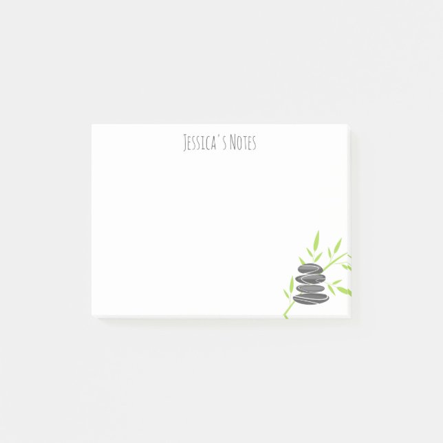 Bloco Post-it Pedras zen personalizadas e notas adesivas de bamb (Frente)