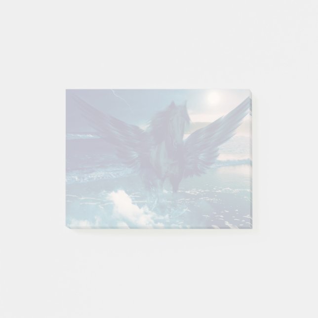 Bloco Post-it Pegasus Negro Emergindo Do Mar (Frente)