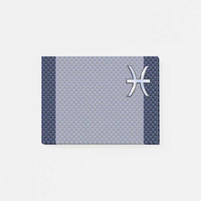 Bloco Post-it Peixes Zodiac em Impressão de fibra de carbono azu (Frente)