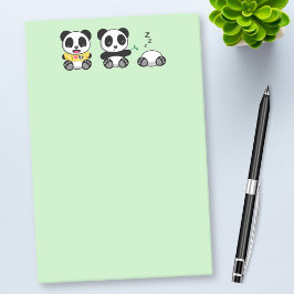 Bloco Post-it Pequenos Pandas Bonitos em Verde