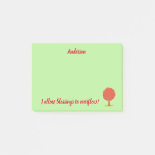 Bloco Post-it Permitir Bênçãos positivas à Árvore Vermelha