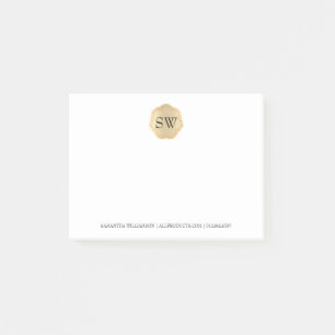 Bloco Post-it Personalizado Dourado Medalhão Monograma Profissio