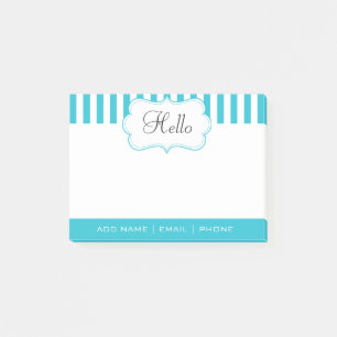Bloco Post-it Personalize listras azuis do Aqua elegante