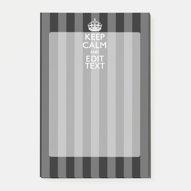 Bloco Post-it Personalized KEEP CALM Your Text on Black Stripes (Frente)