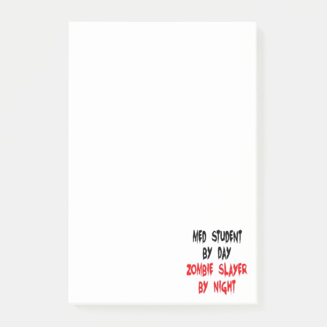 Bloco Post-it Piada Zombie para Estudantes Med (Frente)