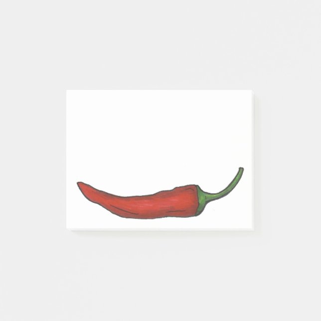 Bloco Post-it Picante Vermelho Quente Chili Chile Pepper Vegetab (Frente)