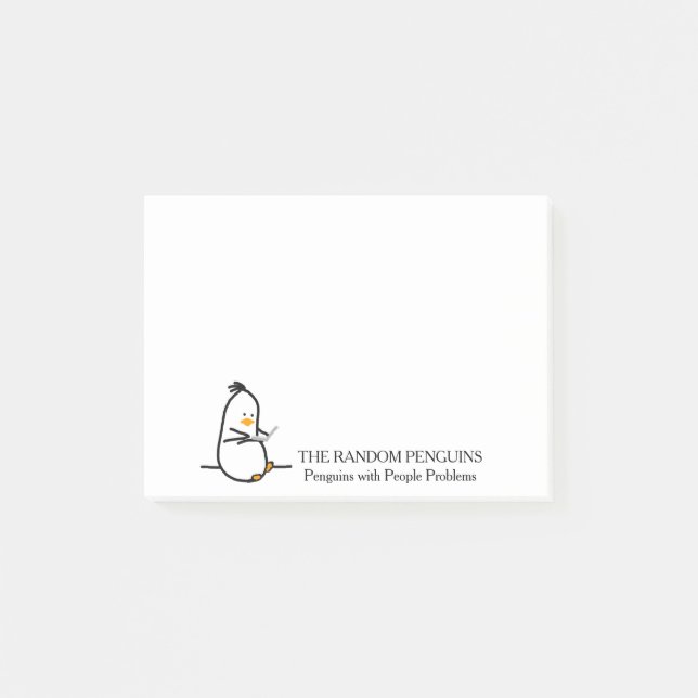 Bloco Post-it Pinguim com um laptop… em post-it (Frente)