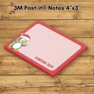 Bloco Post-it Pinguim de Natal andando na neve