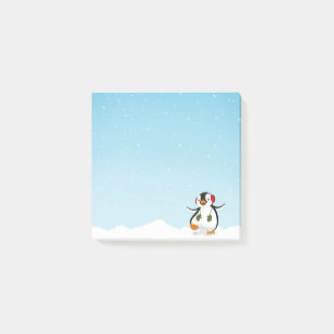 Bloco Post-it Pinguim engraçado bonito do inverno