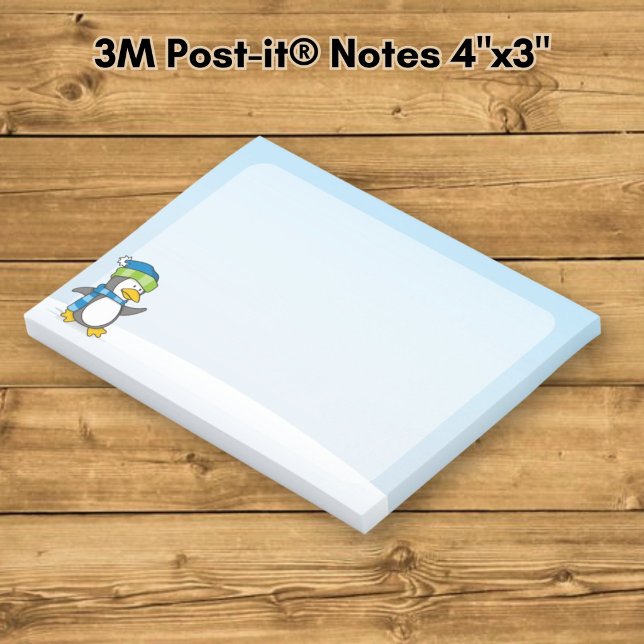 Bloco Post-it Pinguim pequeno andando na neve (Criador carregado)