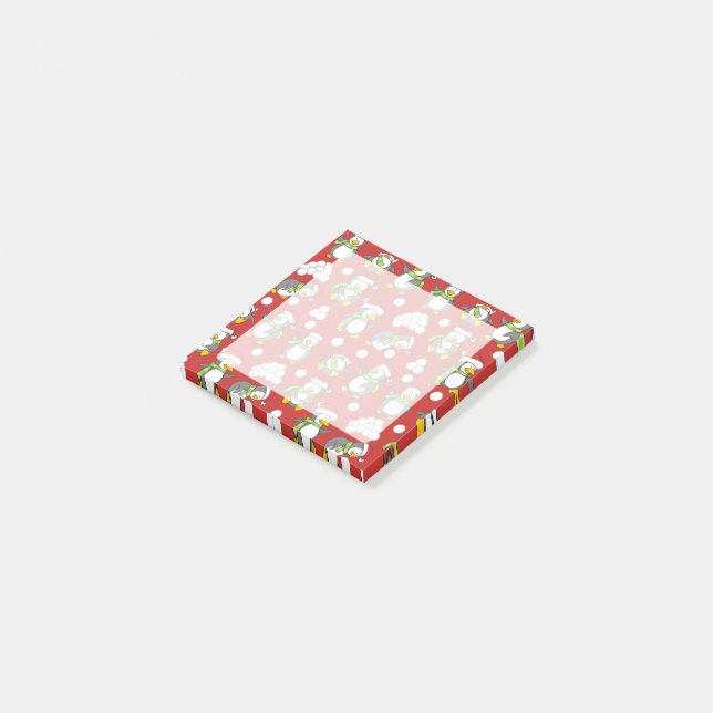 Bloco Post-it Pinguins de Natal (Inclinado)