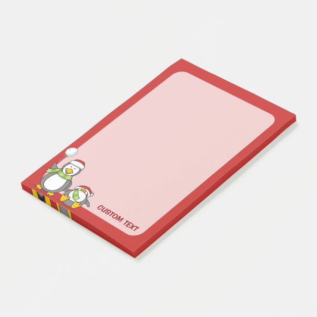 Bloco Post-it Pinguins de neve de Natal (Inclinado)