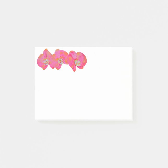 Bloco Post-it Pintor de aquarelas rosa Pintura de orquídeas (Frente)