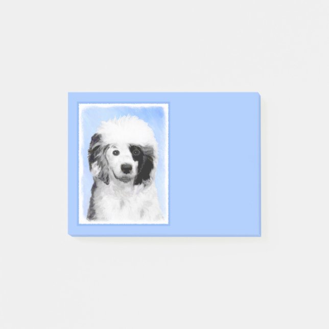 Bloco Post-it Pintura de Cachorro Português - Arte Original de C (Frente)