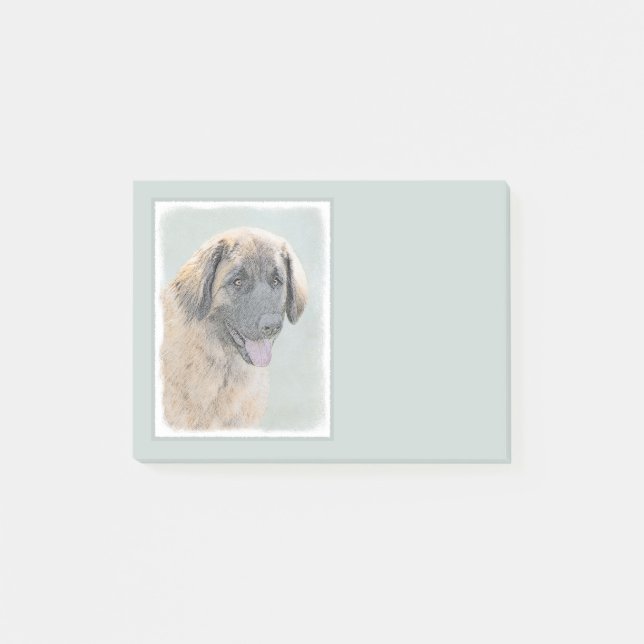 Bloco Post-it Pintura de Leonberger - Arte de Cachorro Original  (Frente)