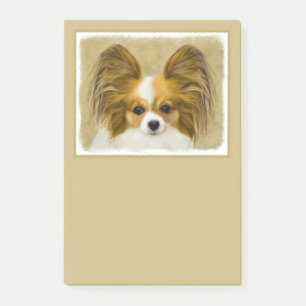 Bloco Post-it Pintura de Papillon (Hound Tri) - Arte de Cão Ori