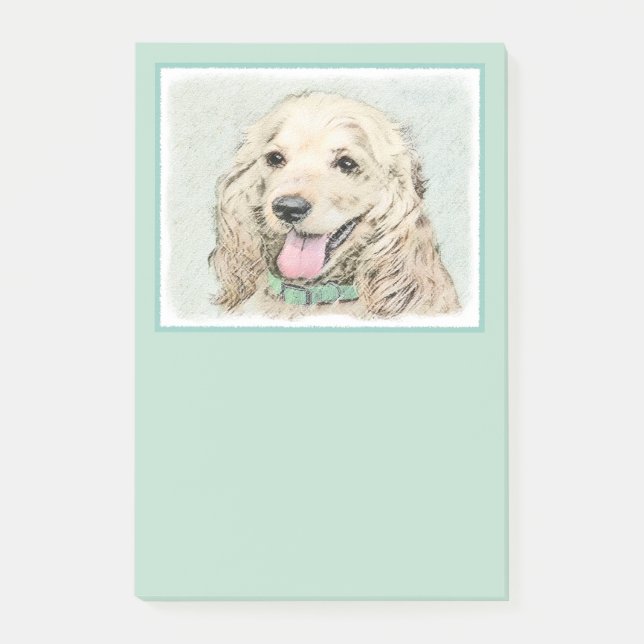 Bloco Post-it Pintura do Cocker Spaniel Buff - Arte Original par (Frente)
