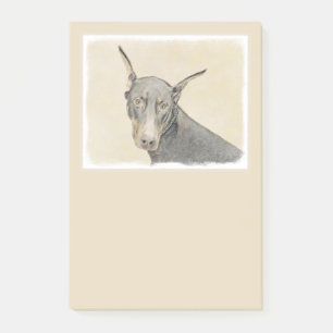 Bloco Post-it Pintura Doberman Pinscher - Arte Original para Cã