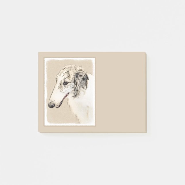 Bloco Post-it Pintura Original de Cachorro Borzoi (Silver Brindl (Frente)