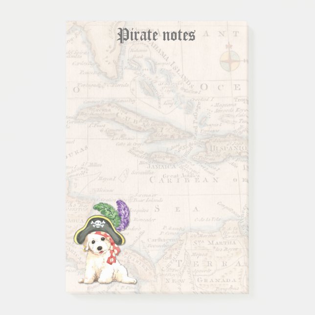 Bloco Post-it Pirata de Bichon Frise (Frente)
