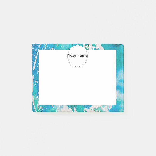 Bloco Post-it Placas de aquarela brancas azuis (Frente)