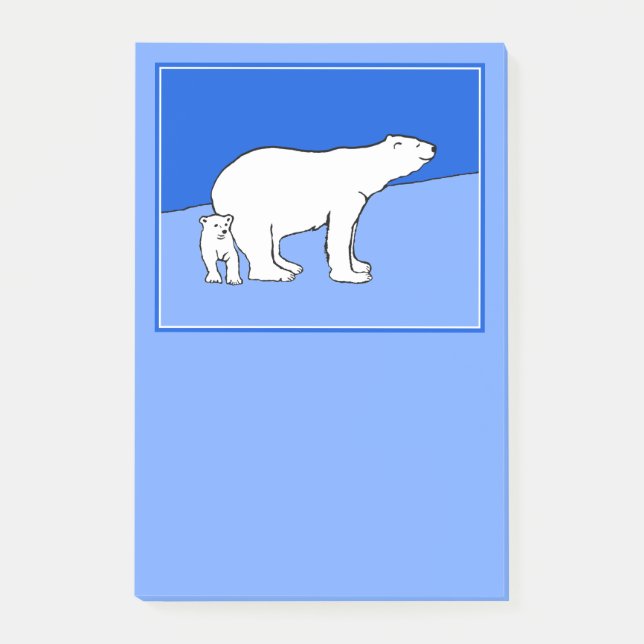 Bloco Post-it Polar Bear Mãe e Pintura em Cubo - Arte Selvagem (Frente)