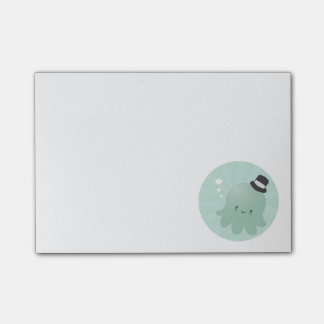 Bloco Post-it Polvo pequeno bonito que veste um chapéu alto