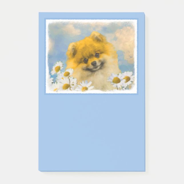Bloco Post-it Pomerânia em Pintura de Dísias - Arte de Cachorro  (Frente)