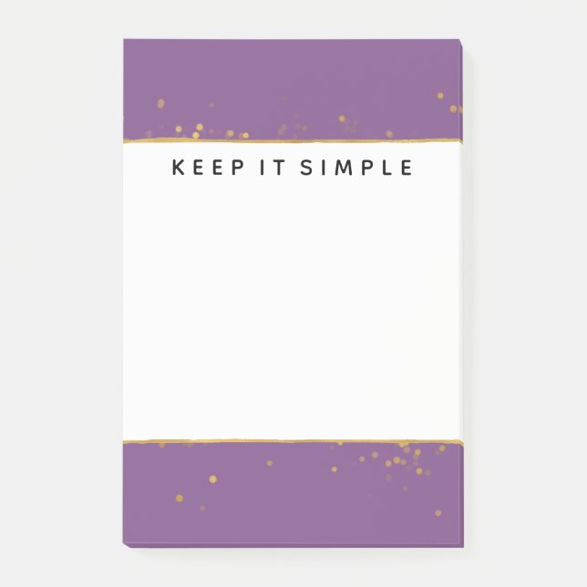 Bloco Post-it Pontos de Confetti Dourados Roxos (Frente)