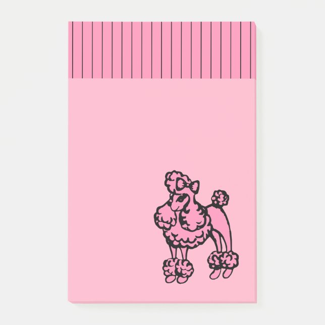 Bloco Post-it Poodle Rosa Posta Notas (Frente)