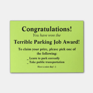Bloco Post-it Post-it terrível do estacionamento