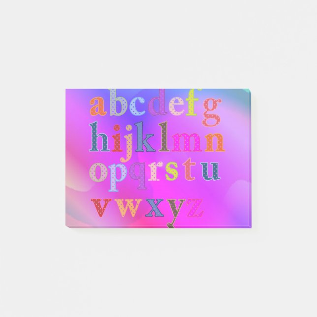 Bloco Post-it Postar alfabeto (Frente)