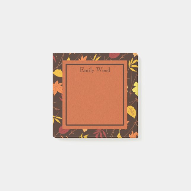 Bloco Post-it Pôster Personalizado de Folhas de Outono Laranja A (Frente)