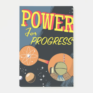 Bloco Post-it Pôster vintage Power For Progress Atômico