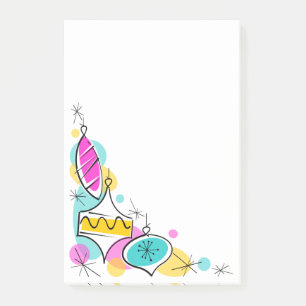 Bloco Post-it Posto do canto do canto da Árvore Retro Baubles -