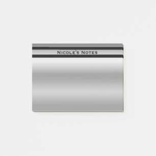 Bloco Post-it Prata Platina Brilho Chic Moderno Personalizado