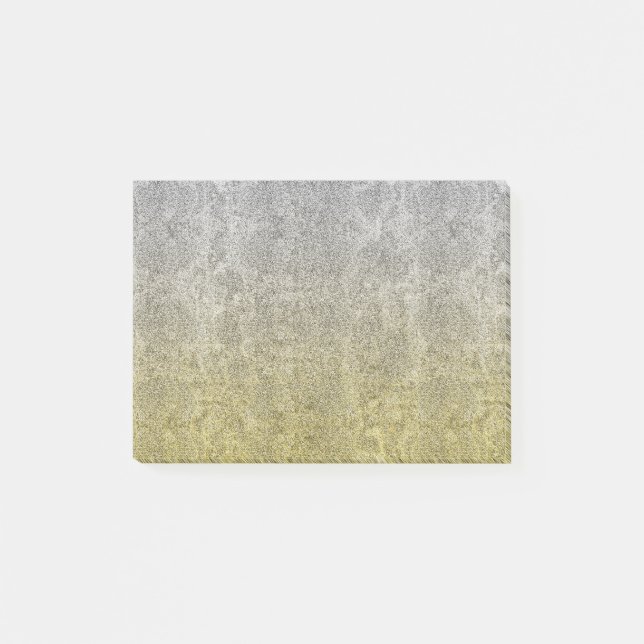 Bloco Post-it Prateado de queda e gradiente de brilho Dourado (Frente)