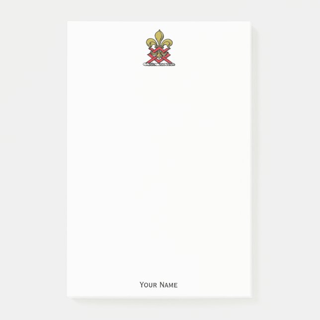 Bloco Post-it Preppy Dourado Red Heraldic Crest Fleur de Lis Emb (Frente)