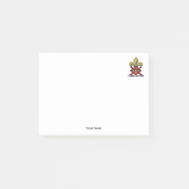 Bloco Post-it Preppy Dourado Red Heraldic Crest Fleur de Lis Emb (Frente)