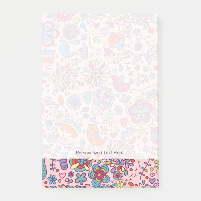Bloco Post-it Primavera com flores coloridas (Frente)
