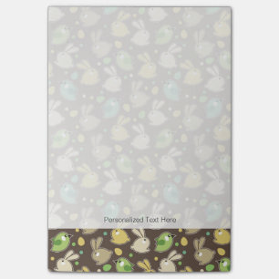 Bloco Post-it primavera com ovos de Páscoa, aves
